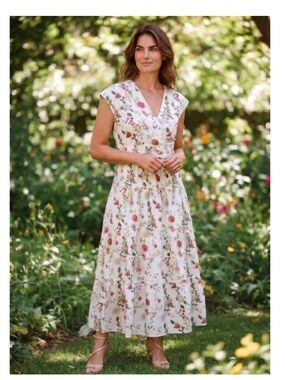 Meadow Rhodes floral cotton maxi dress women’s small botanical smocked